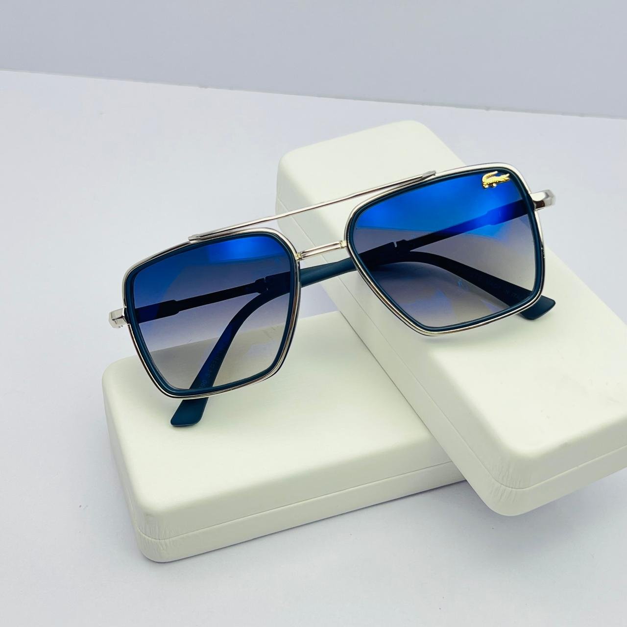 2025/10/100767.jpg Lacoste Sunglass - C390 - Double Bridge - Square Metal - Image 1